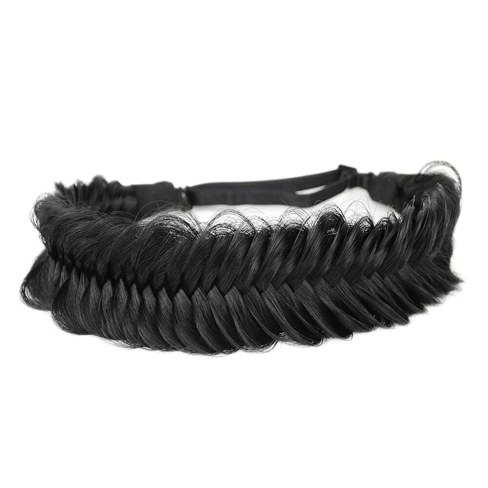 Wide Fishtail 2 Strands Synthetic Hair Braided Headband Classic Chunky Plaited B